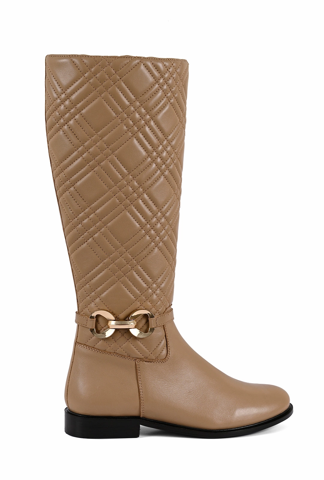 Pearl Flat Knee High Boots Leather