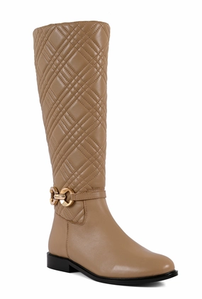 Spat Knee High Boots Pearl