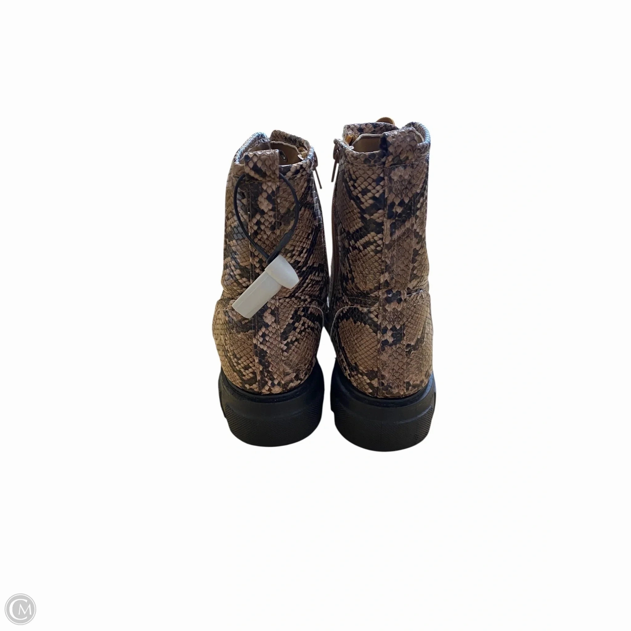 Combat Boots With Chunky Heel Boots Combat By Bamboo In Snakeskin Print, Size: 10