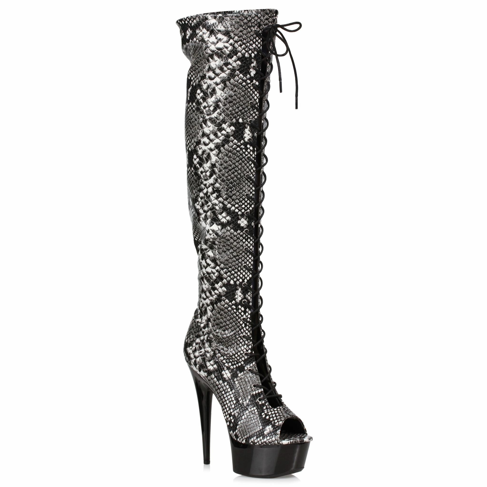 6" Peeptoe Thigh High Boot with Laces and Side Zipper (ES609-ZOELLE) Outdoor Trekking Boots