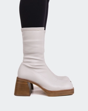 Bordon Off White Stretch Chelsea Boots Similar To Common Projects