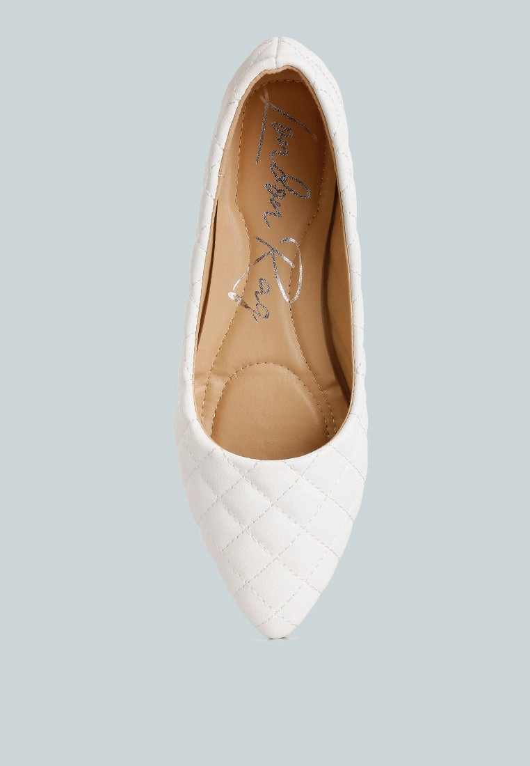 White Dress Flats Shoes rikhani quilted detail ballet flats