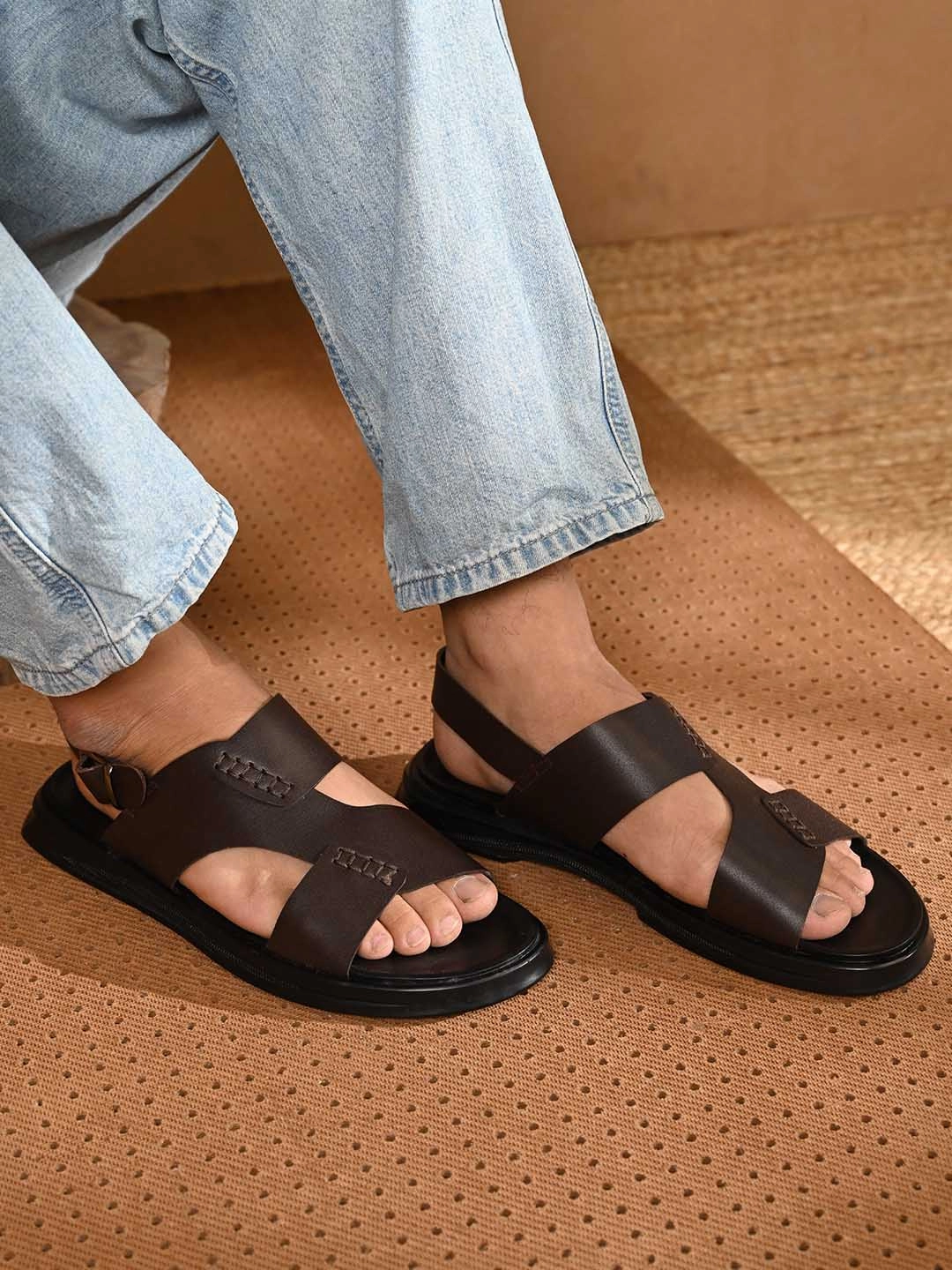 Regal Brown Men Casual Leather Back Strap Sandals Bridal Sandals Heels