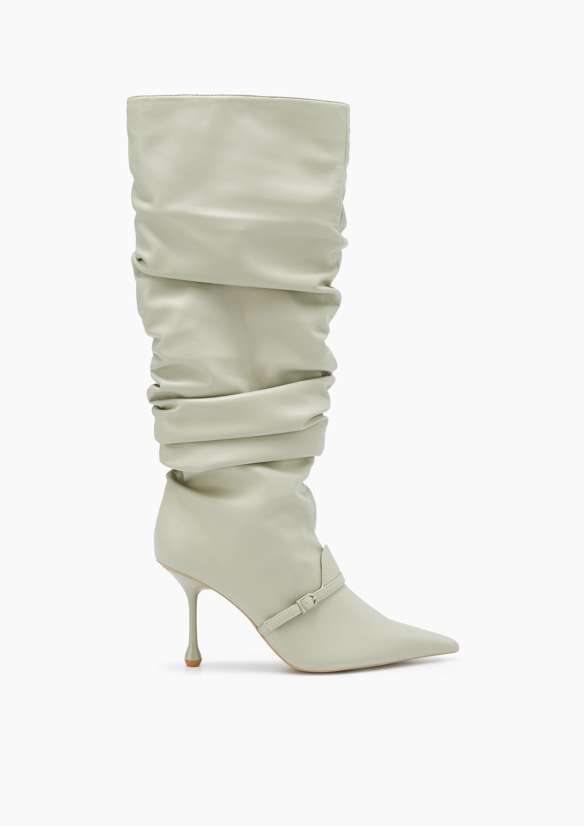 English Riding Boots Mamny High Heel Boots Light Green