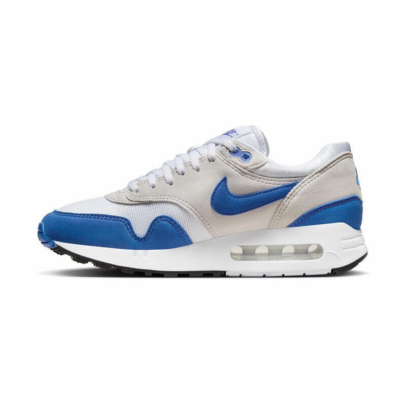 WOMENS NIKE AIR MAX 1 86 PREMIUM-WHITE/ROYAL BLUE-DO9844-101 Nike Leather Cortez Shoes