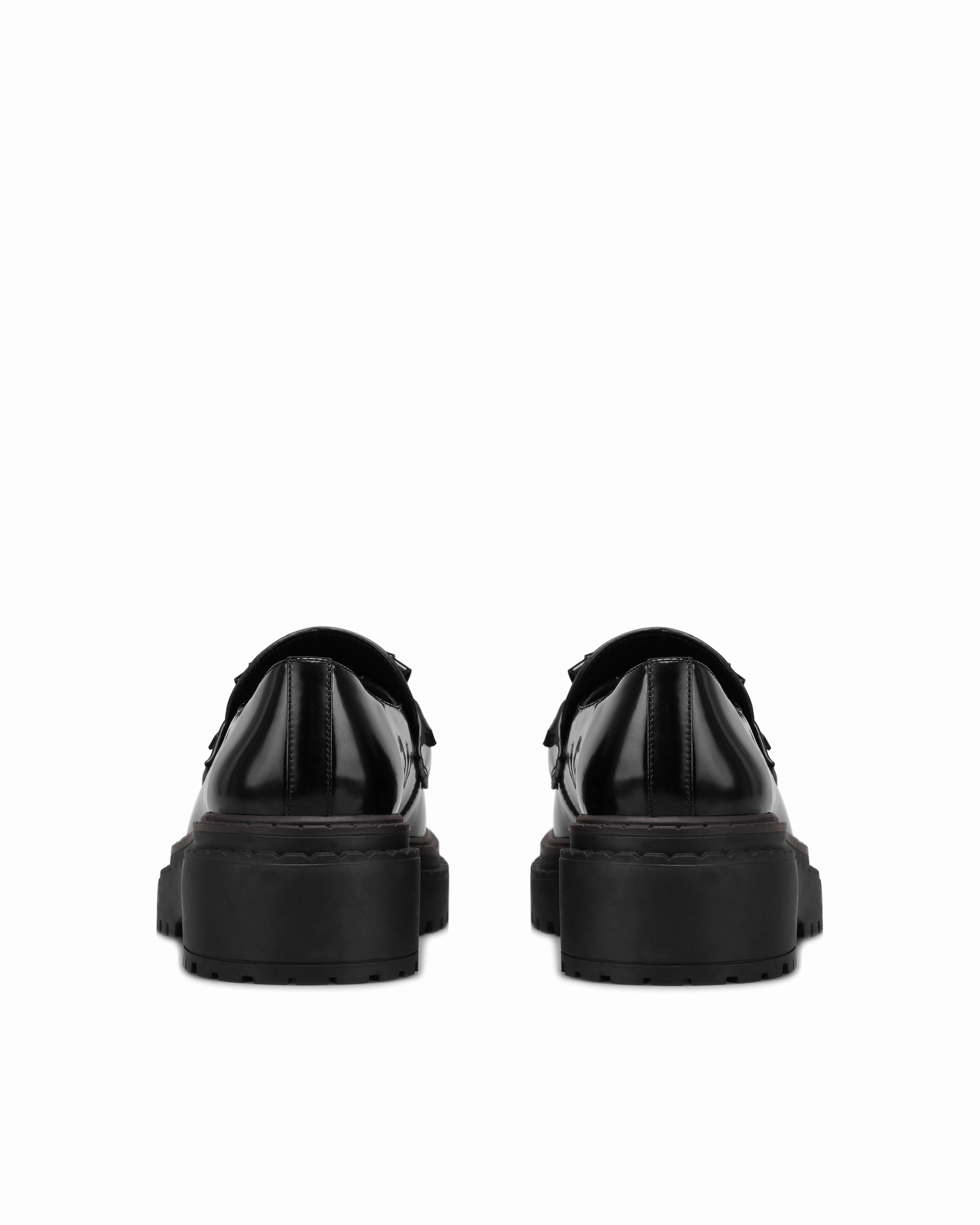 Perry Black Leather Grasshopper Loafers
