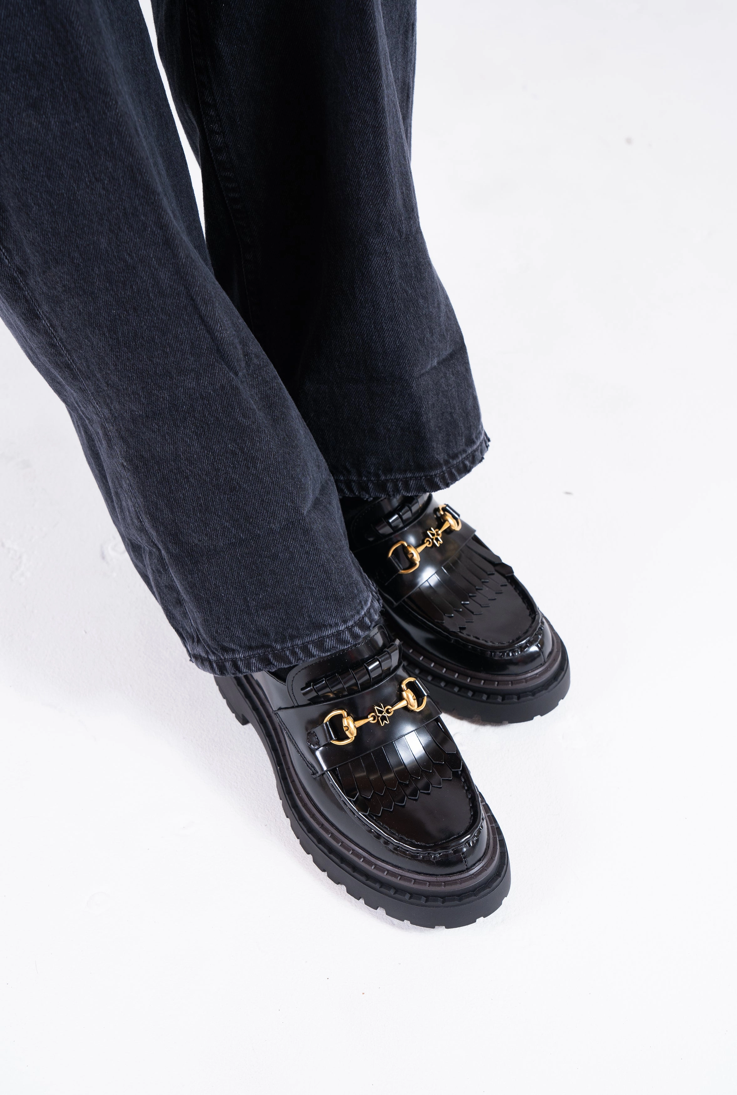 Perry Black Leather North Face Loafers