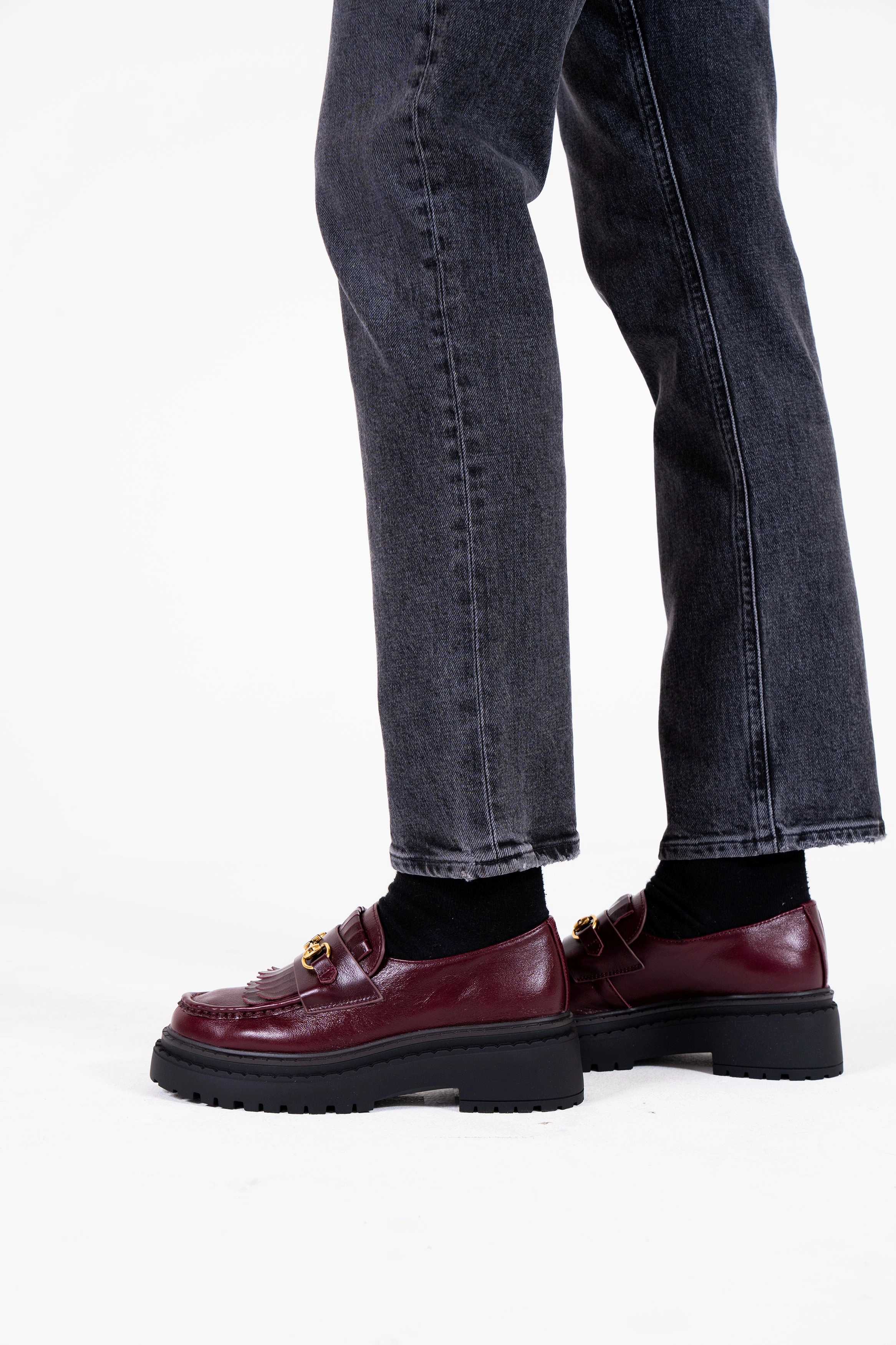 Perry Burgundy Leather Loafers Monolith