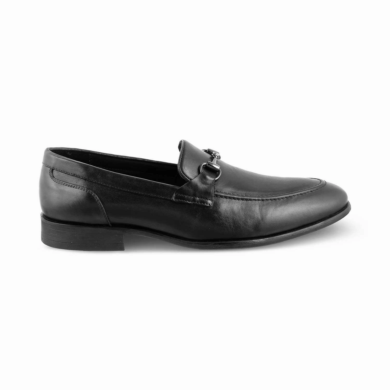 The Pierre Black Men's Leather Horse-Bit Loafers Tresmode Air Max Loafers