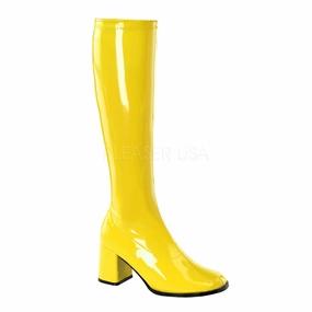 3 Inch Heel GOGO-300 Yellow Pat Feners Knee High Boots