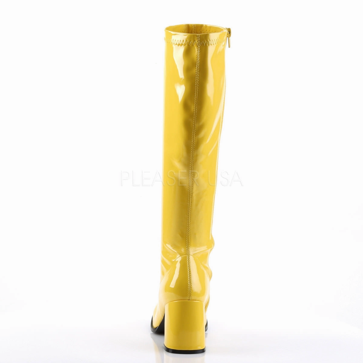 3 Inch Heel GOGO-300 Yellow Pat Kitten Heel Knee High Boot