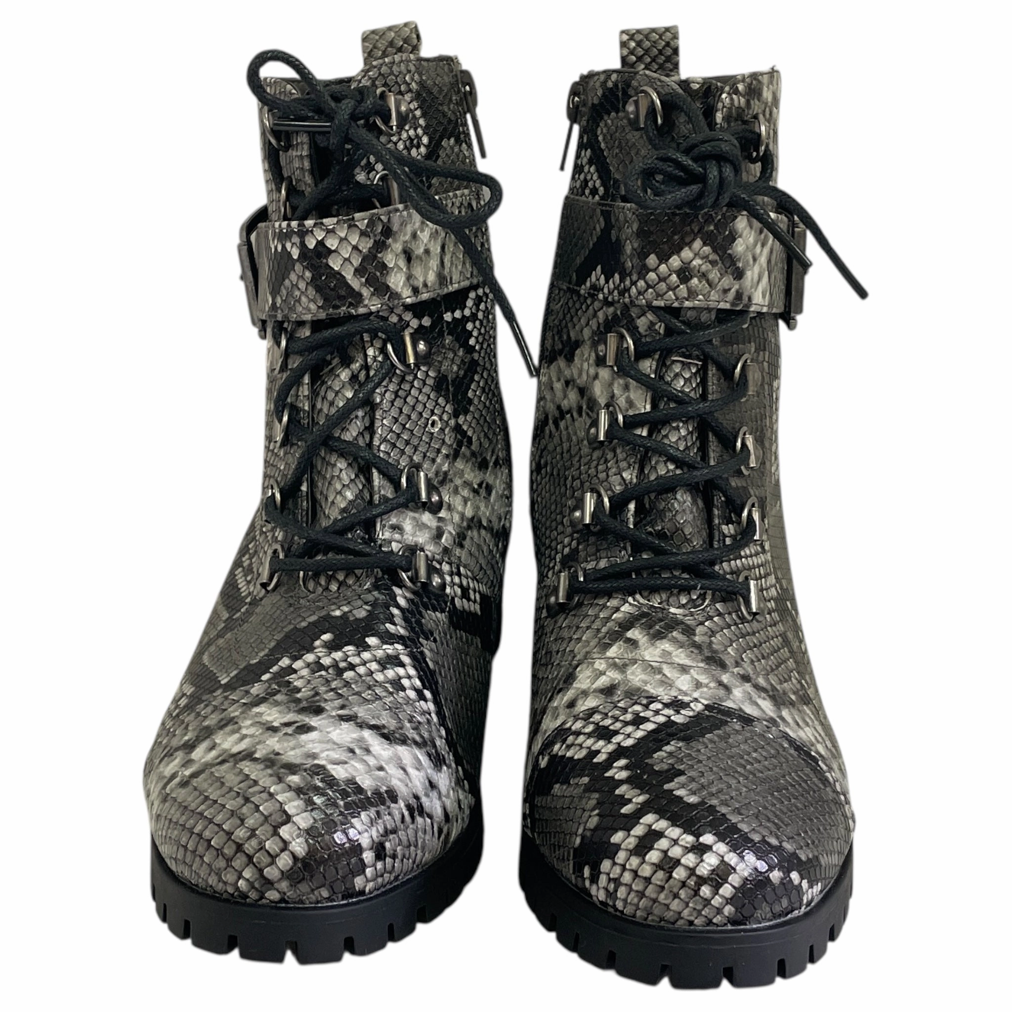 High Platform Combat Boots Boots Combat By Just Fab In Animal Print, Size:8.5