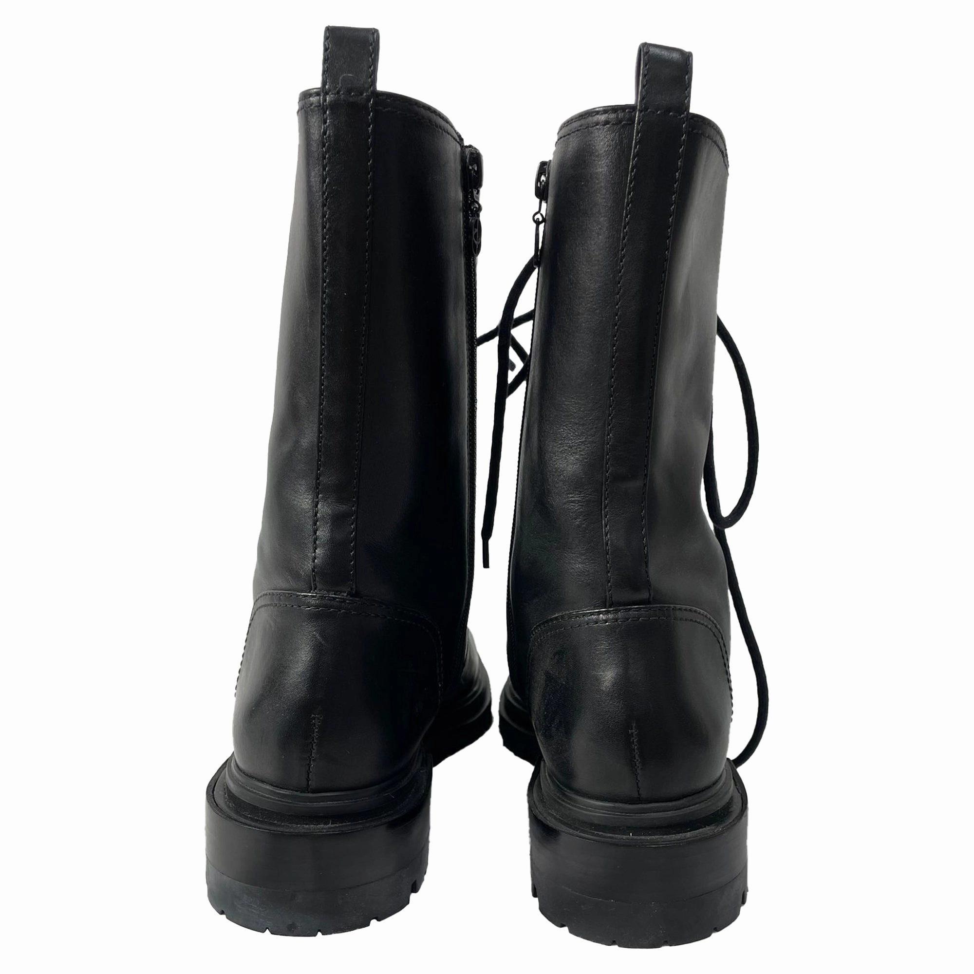 Porte & Paire Lace-Up Ankle Combat Boots in Black Leather Combat Waterproof Boots Review