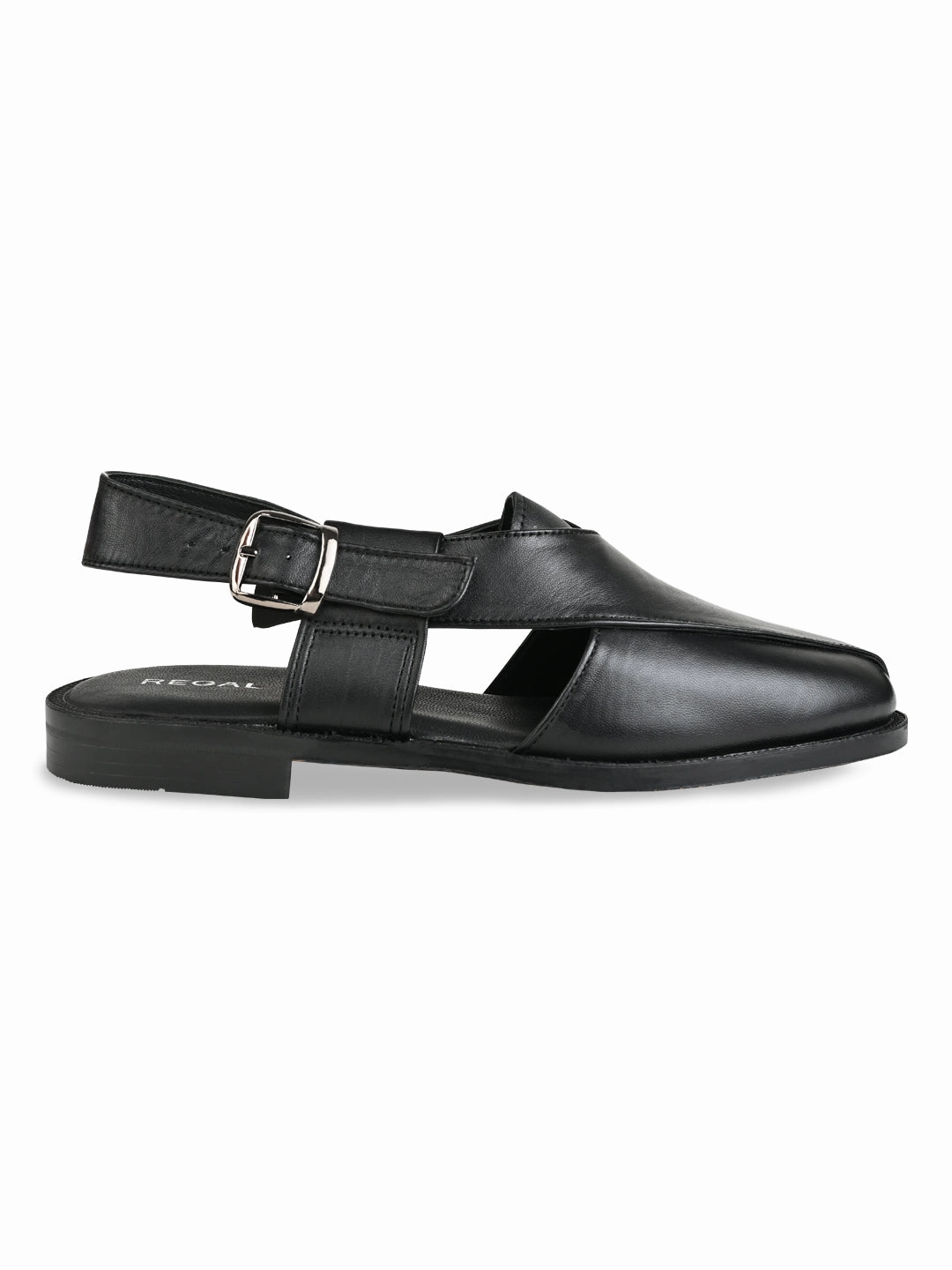 Regal Black Men Leather Slip On Sandals Sandals Arch Support