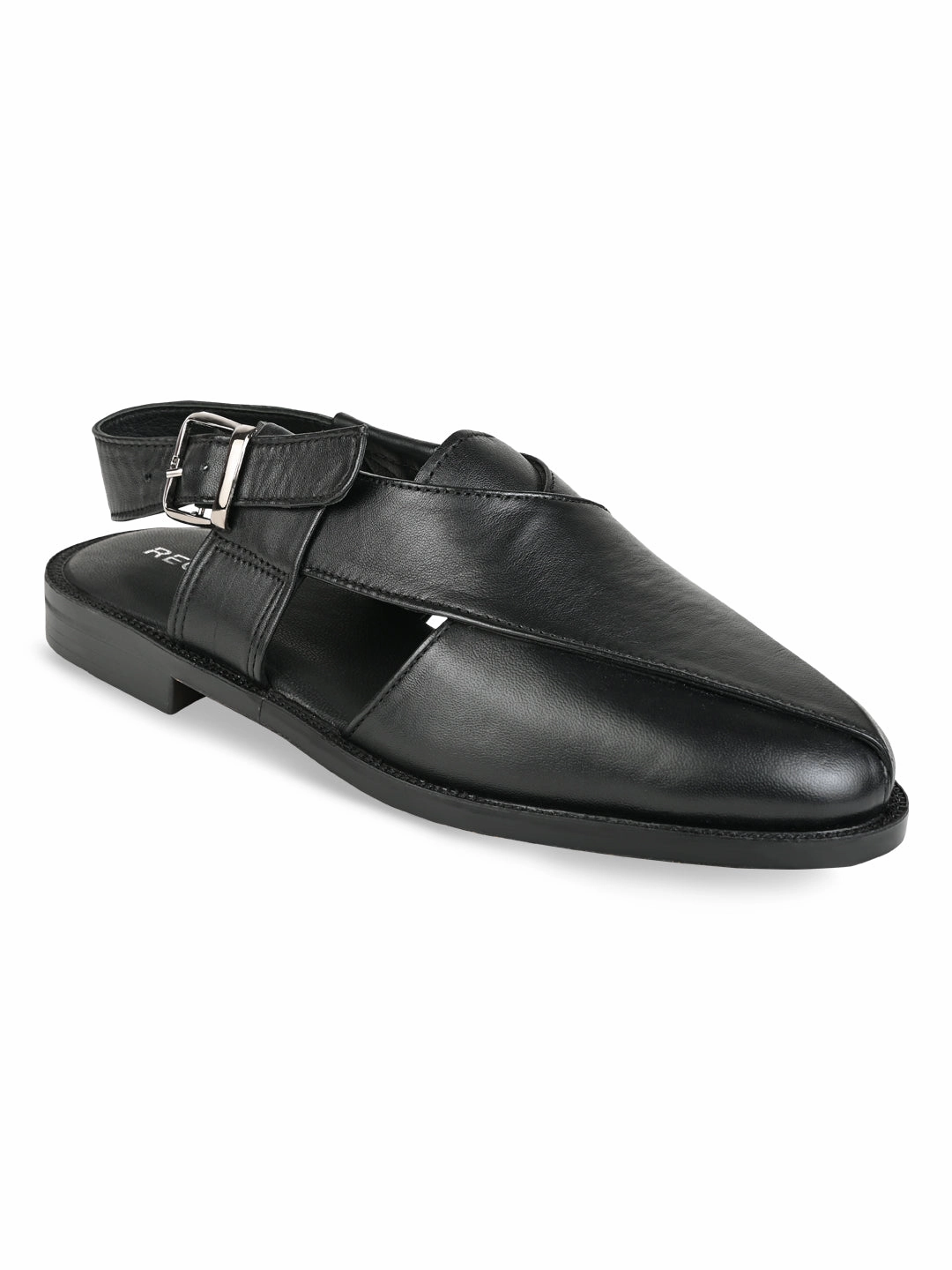 Crush Sandals Regal Black Men Leather Slip On Sandals