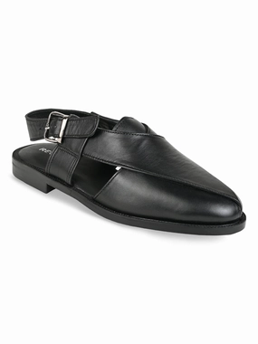 Regal Black Men Leather Slip On Sandals Best Water Sandals