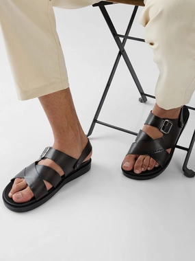 Sandals Transparent Regal Brown Men Smart Casual Leather Sandals