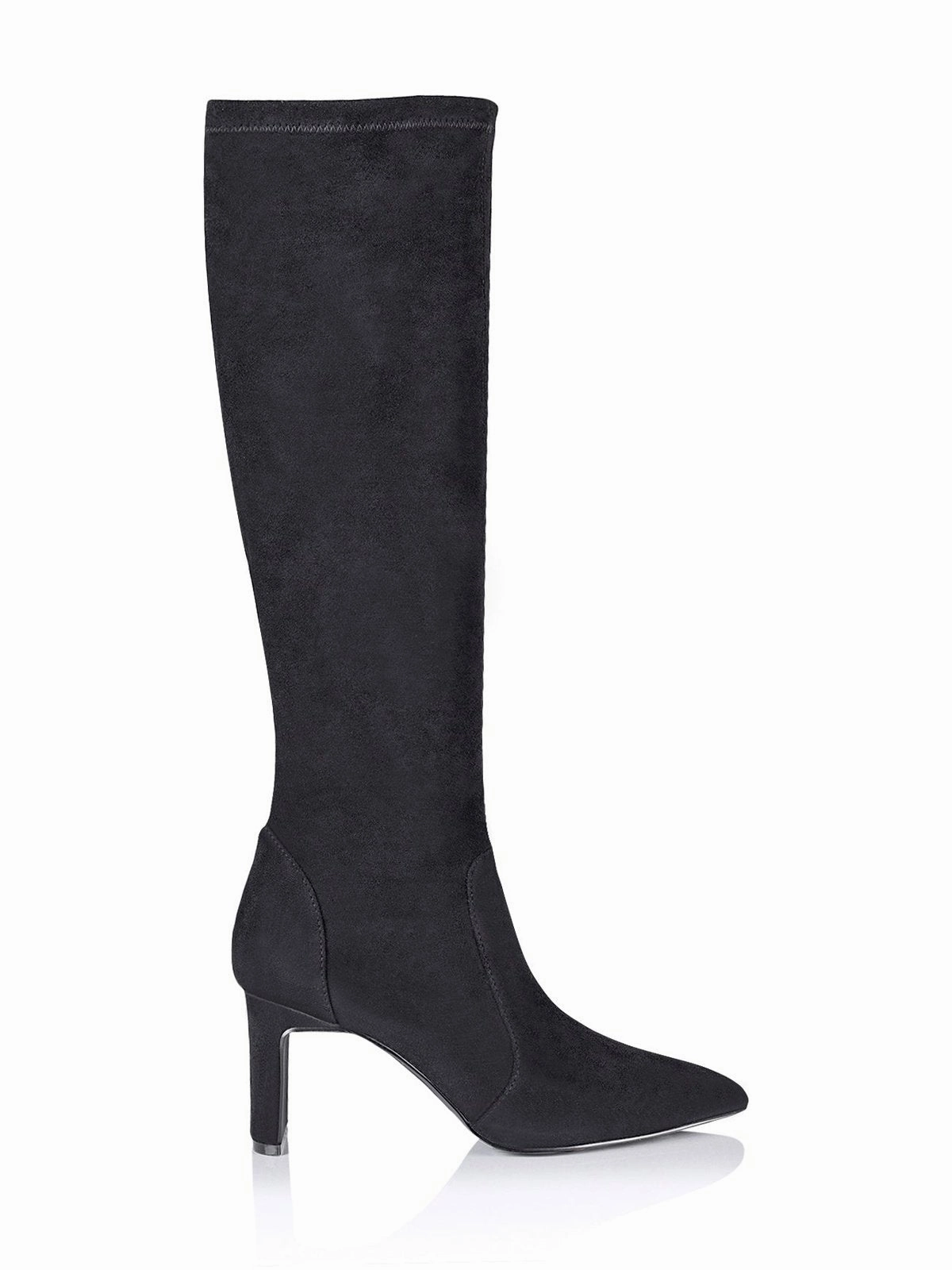 Bradley Knee High Boots - Black Stretch Micro Boots