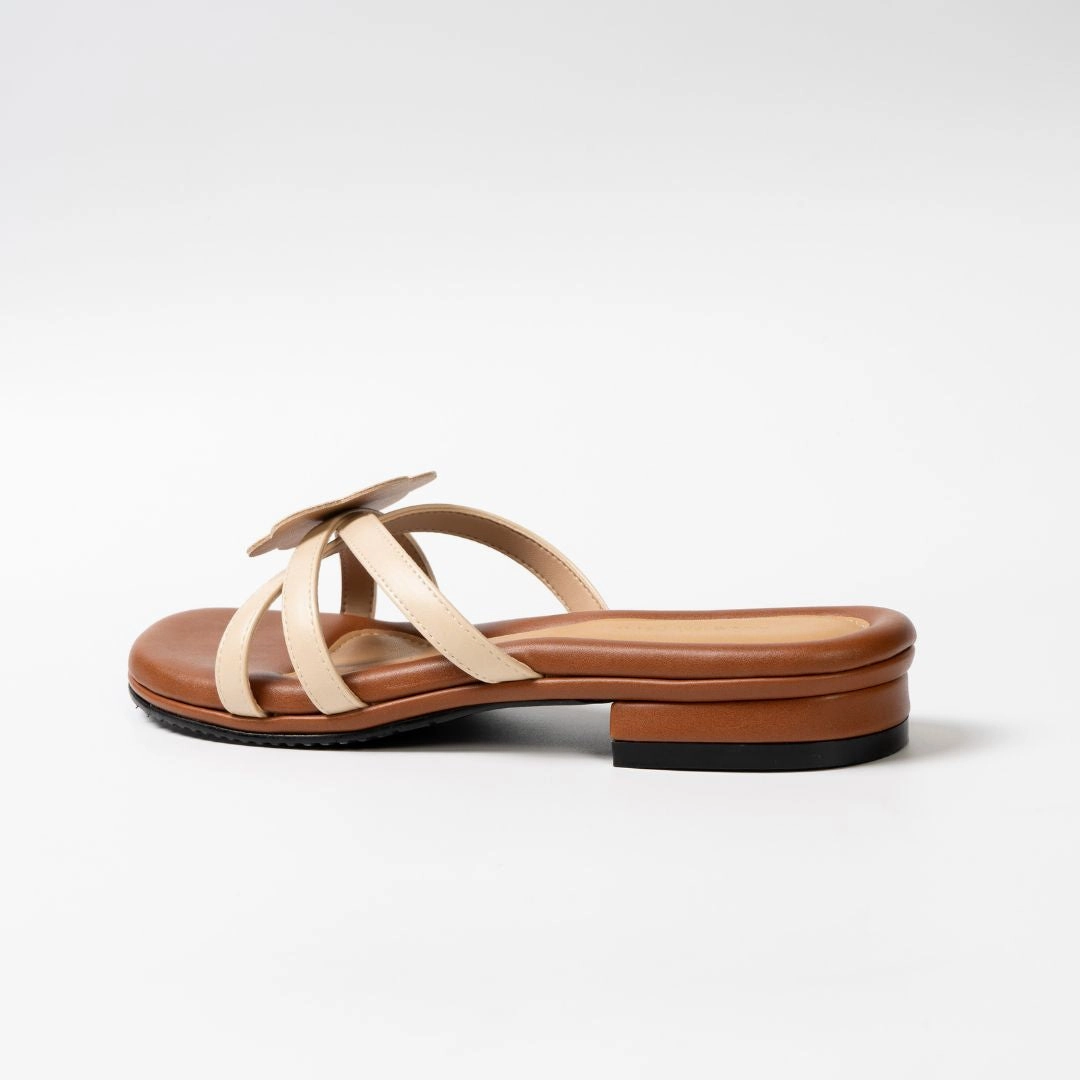 Dream in Hana Beige Flats Peep Toe Shoes Flat