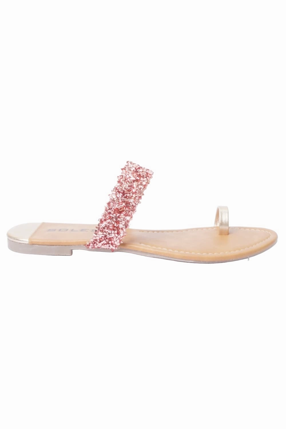 SOLES Rose Gold Flat Sandals Lowdown Sandals