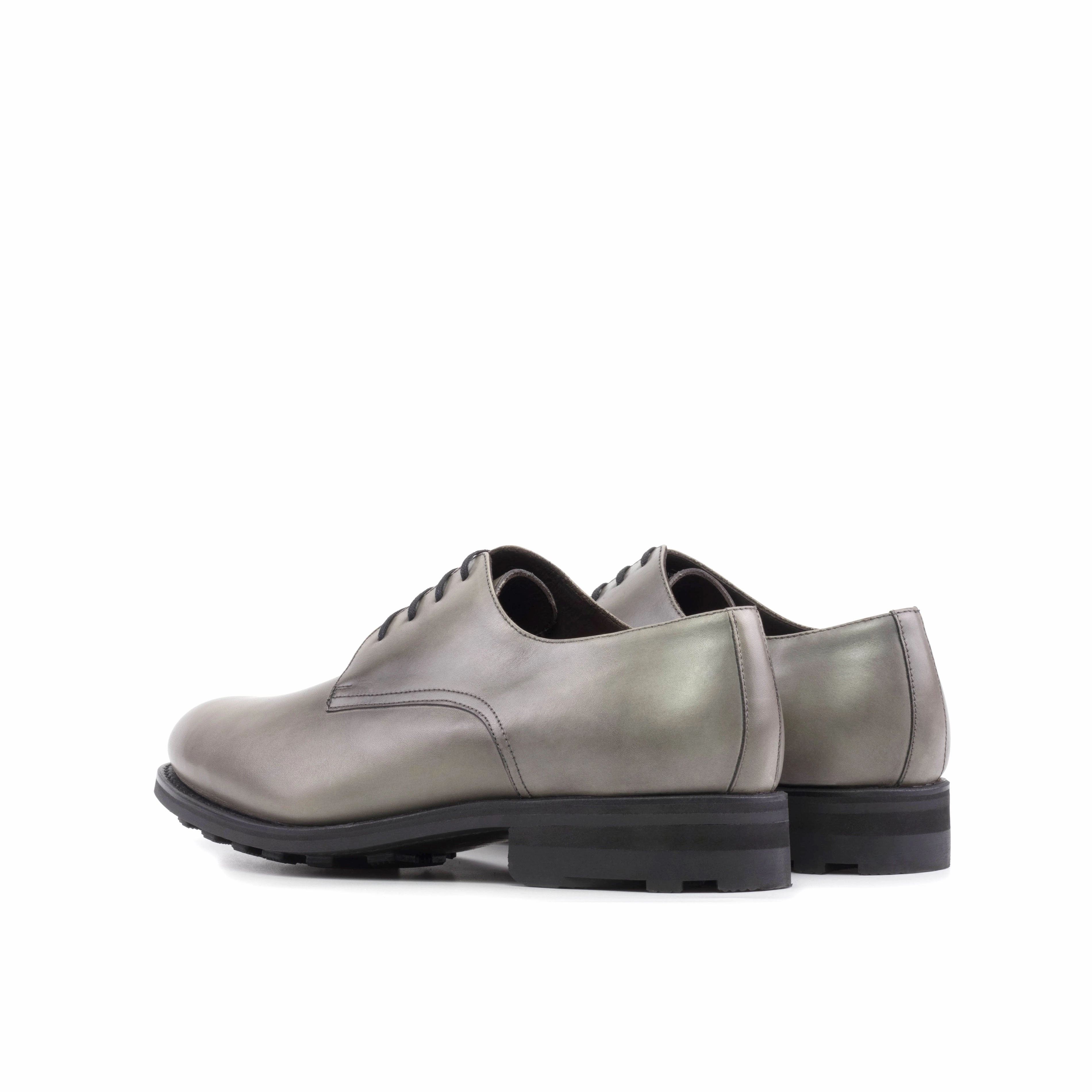 Grey Painted Calf Leather Derby Shoes Formal Shoes