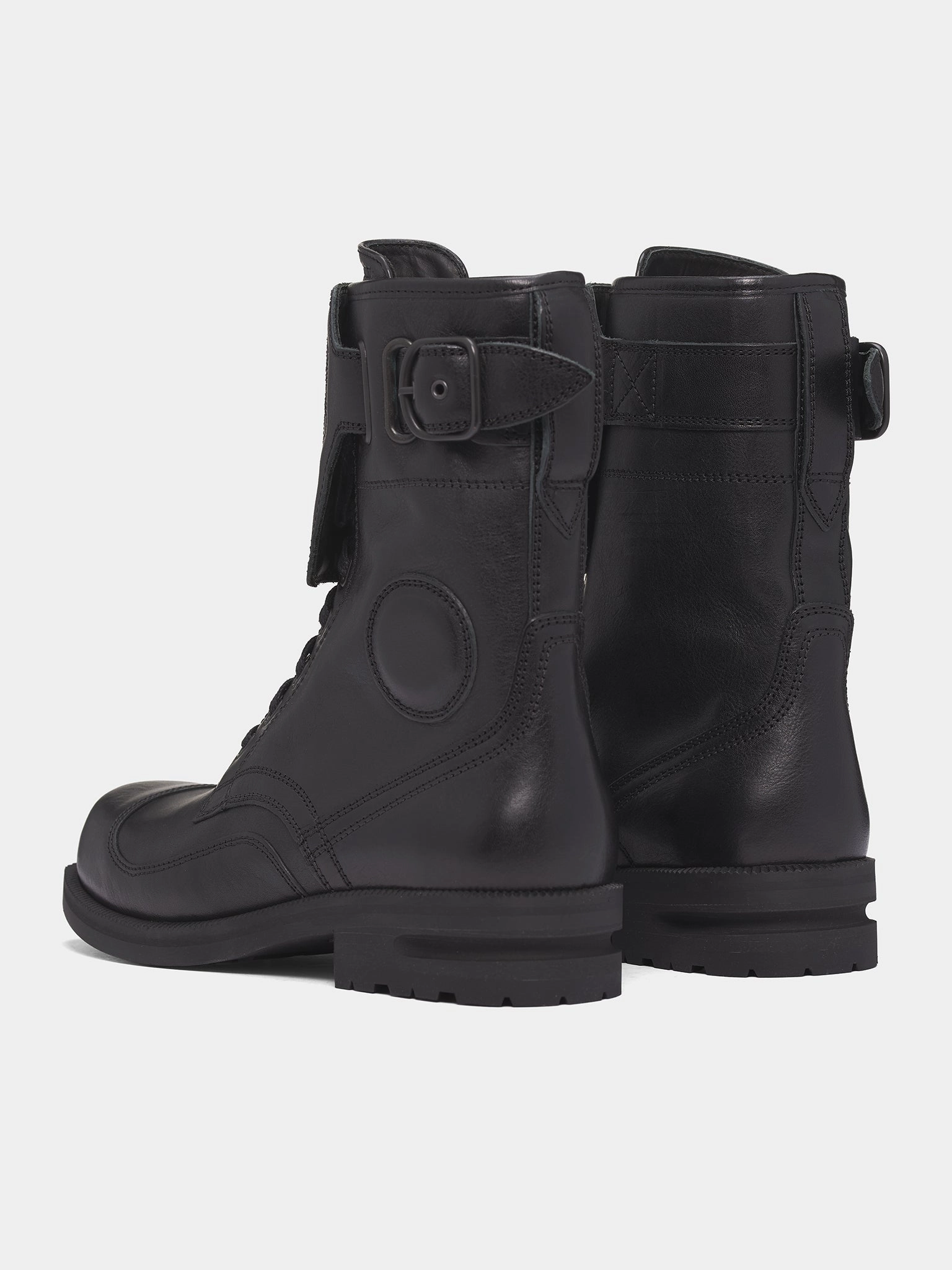 Black Leather Fitz Military Boots (FT01-156-PETROL-BLACK) Styles Of Boots