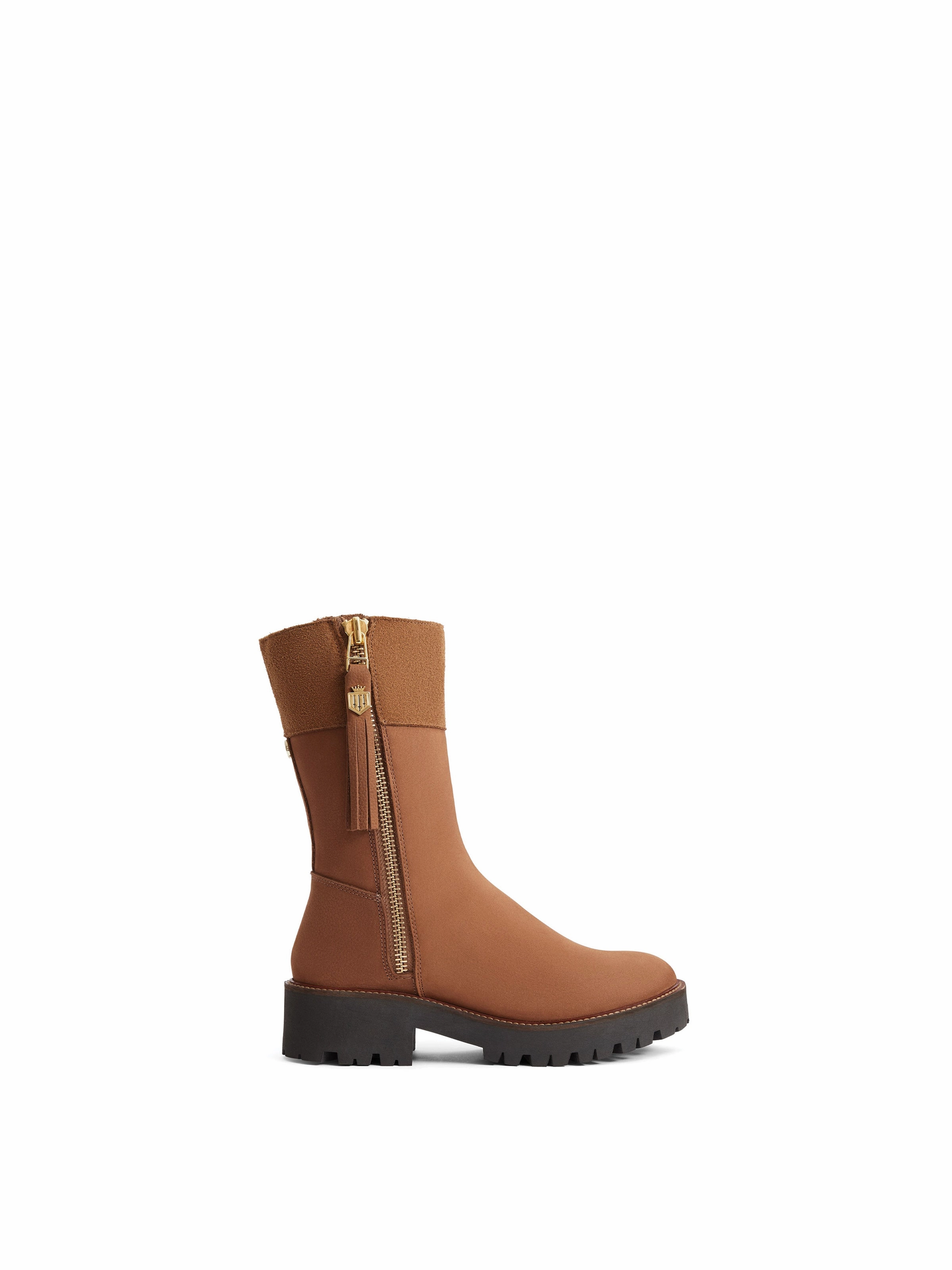 Shearling Lined Paris - Cognac Nubuck Granted Combat Boot