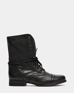 Mckenzee Leather Combat Boots TROOPA BLACK LEATHER - SM REBOOTED
