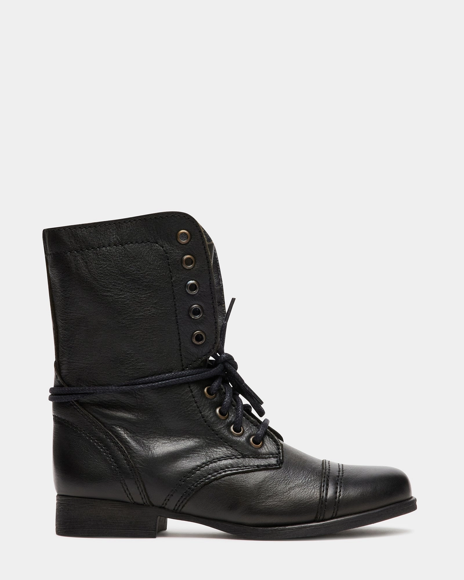 TROOPA BLACK LEATHER - SM REBOOTED Fold Over Leather Combat Boots