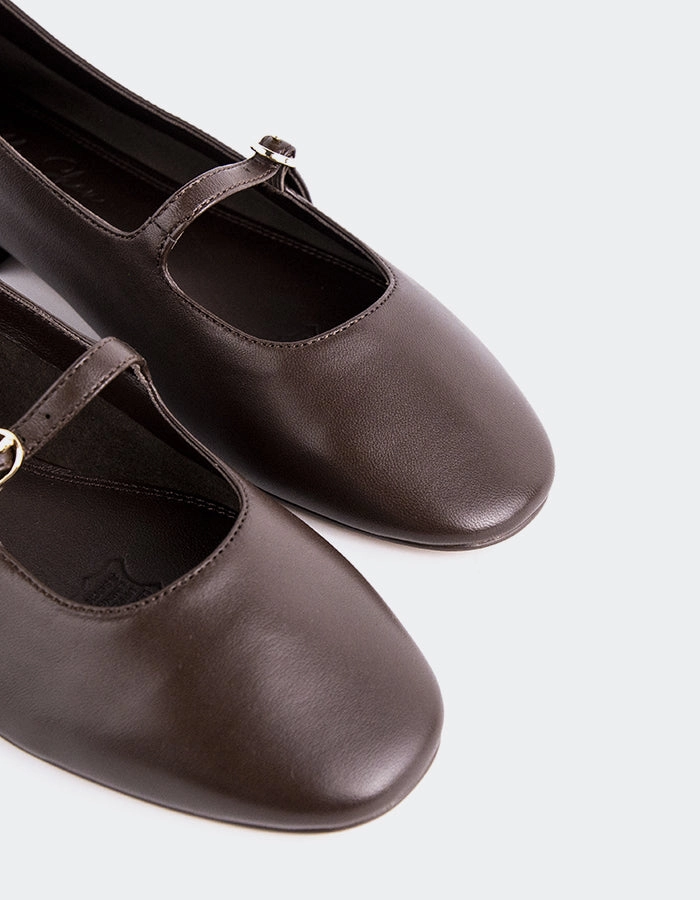 NULL  NULL  Mary Jane Style School Shoes Erynnis Brown Leather