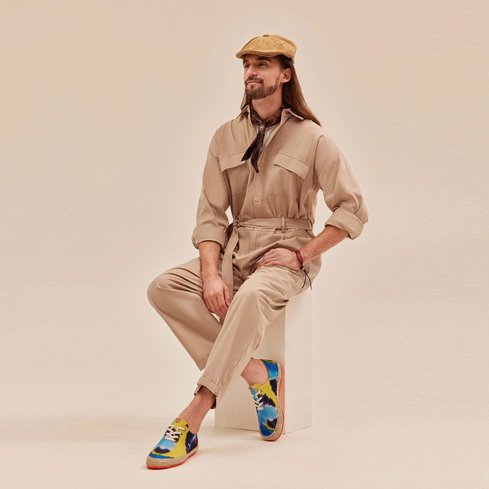 Platform Slide Espadrille Brushstrokes Waves Formentera I Men