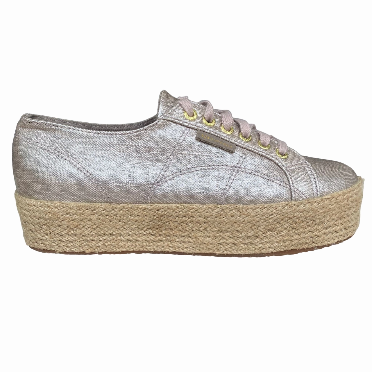 Superga scarpa sneakers da donna con zeppa 2790 Lino ROPE S00BND0 238 beige Arch Support Running Sneakers