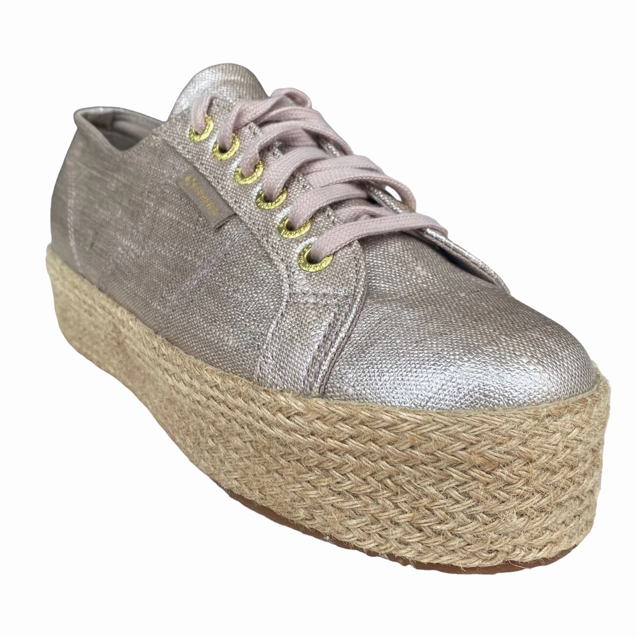 Superga scarpa sneakers da donna con zeppa 2790 Lino ROPE S00BND0 238 beige Pink Coach Sneakers