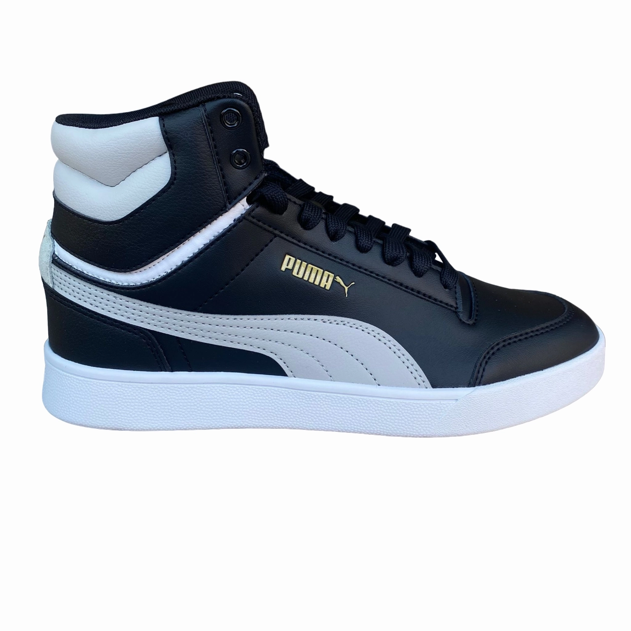 Sneakers Under $50 Puma scarpa sneakers alta da uomo Shuffle Mid 380748-02 nero-grigio-oro