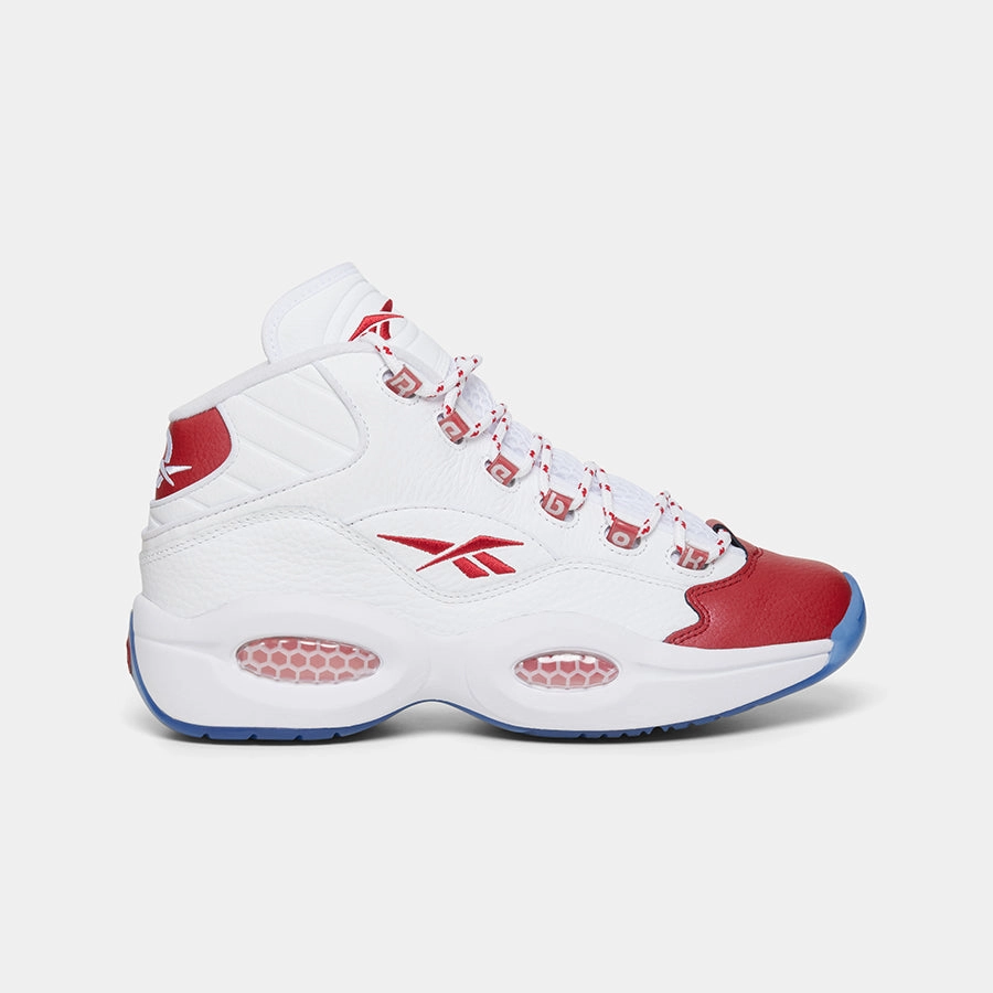 Question Mid White/Vector Red/White 2001 Basketball Shoes