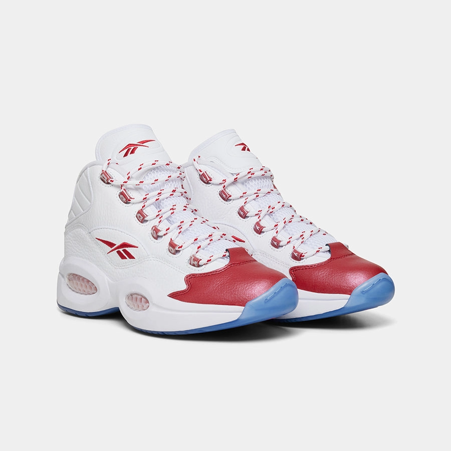 Question Mid White/Vector Red/White Basketball Shoes Front View