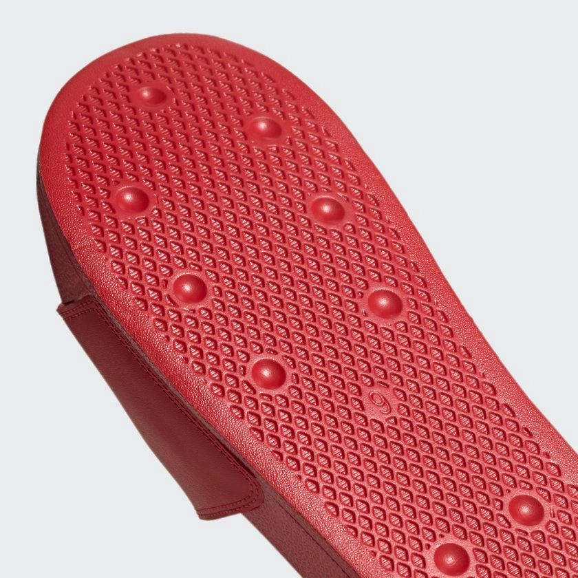 Adidas Adilette Lite Slides - Scarlet Red / Cloud White Tuxedo Slippers