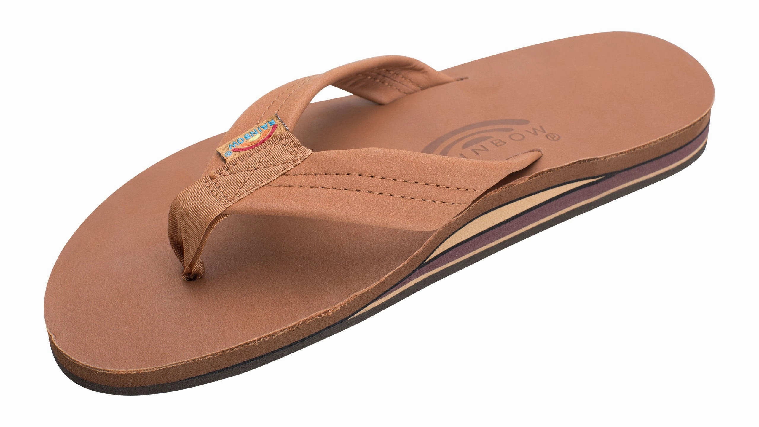 Brash Sandals Rainbow Double Layer Leather Sandal-Classic Tan w/Brown