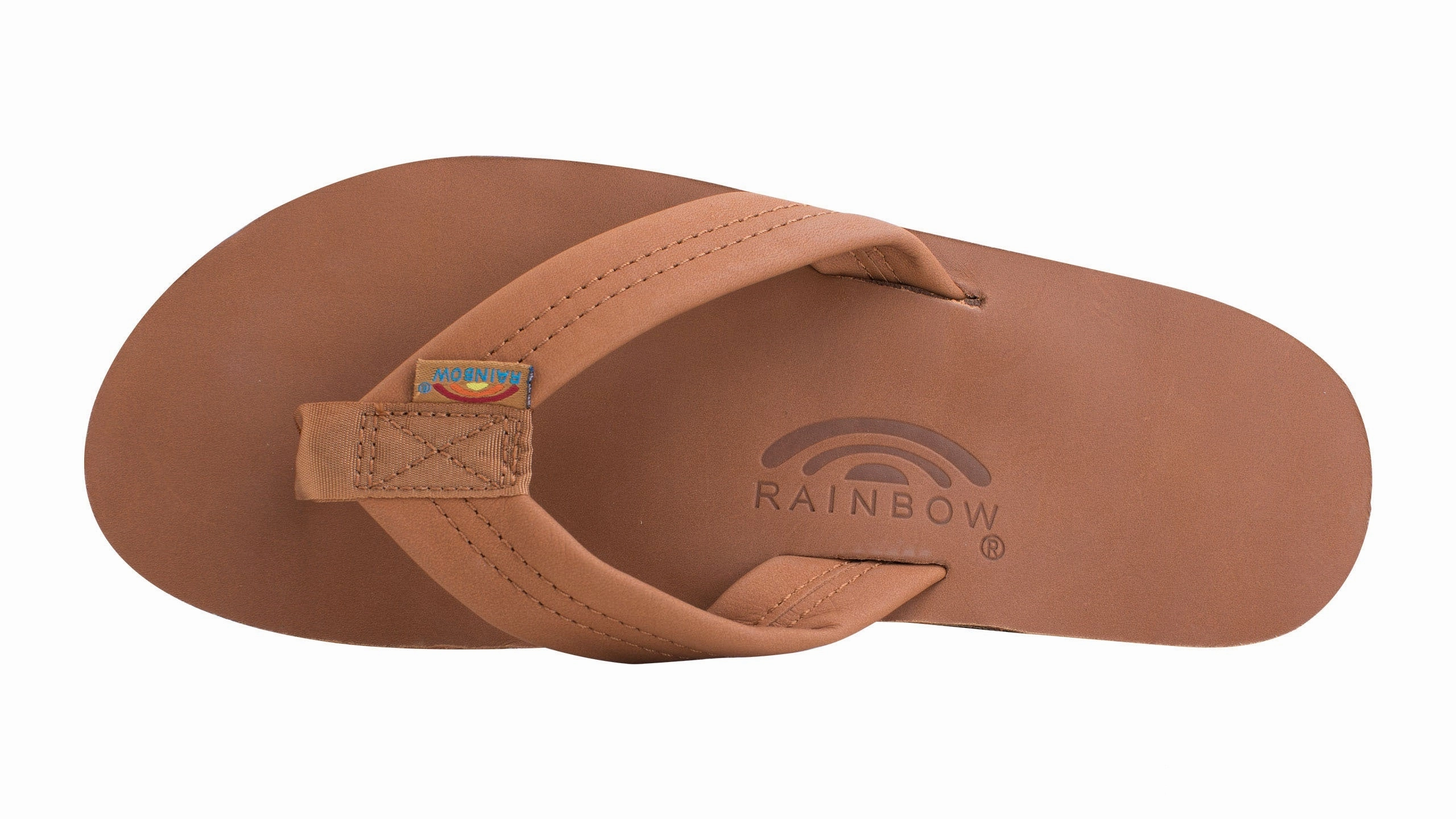 Rainbow Double Layer Leather Sandal-Classic Tan w/Brown Leather Heeled Sandals