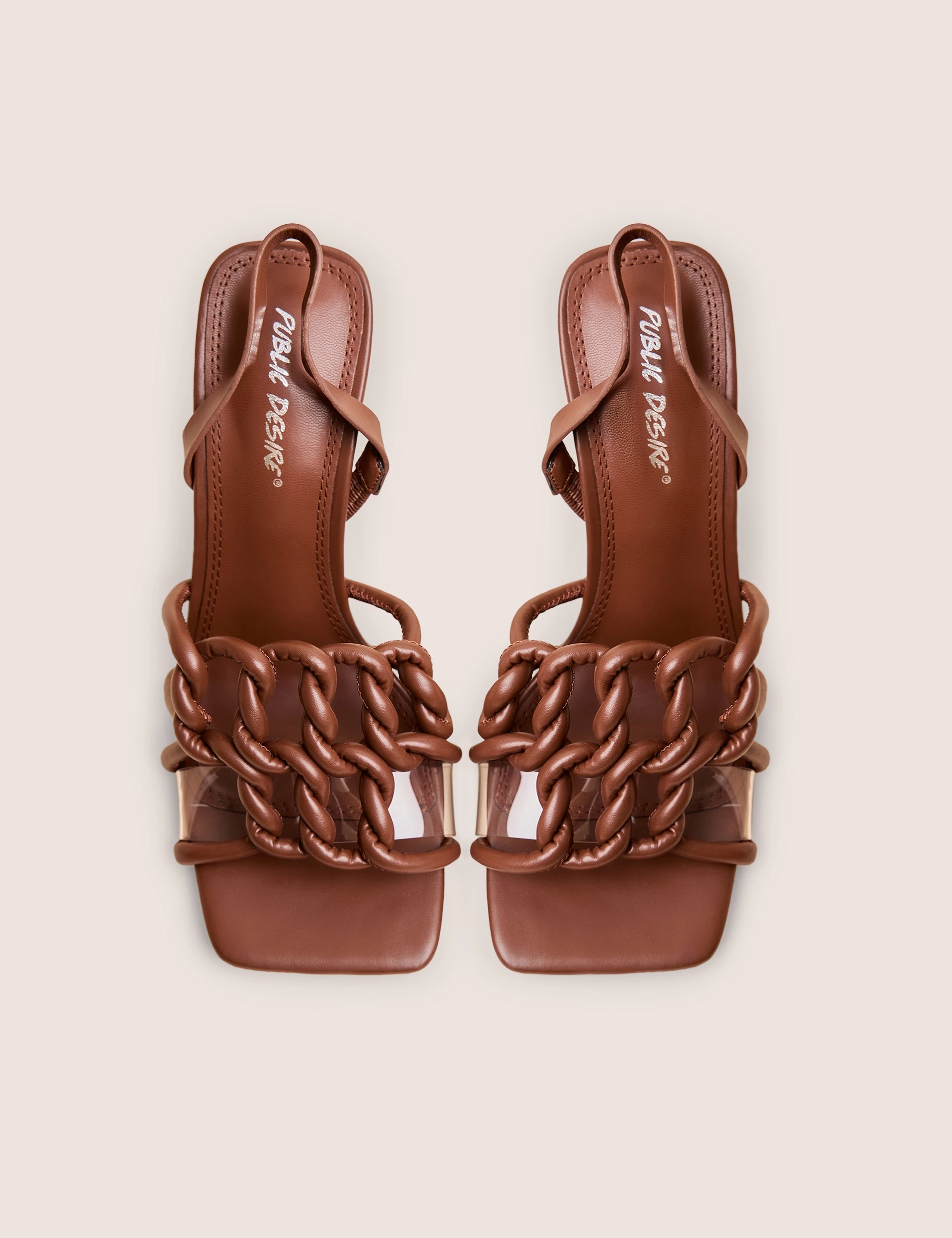 Thick High Heel Rayne Chocolate Knotted Upper Slingback Square Toe Heels