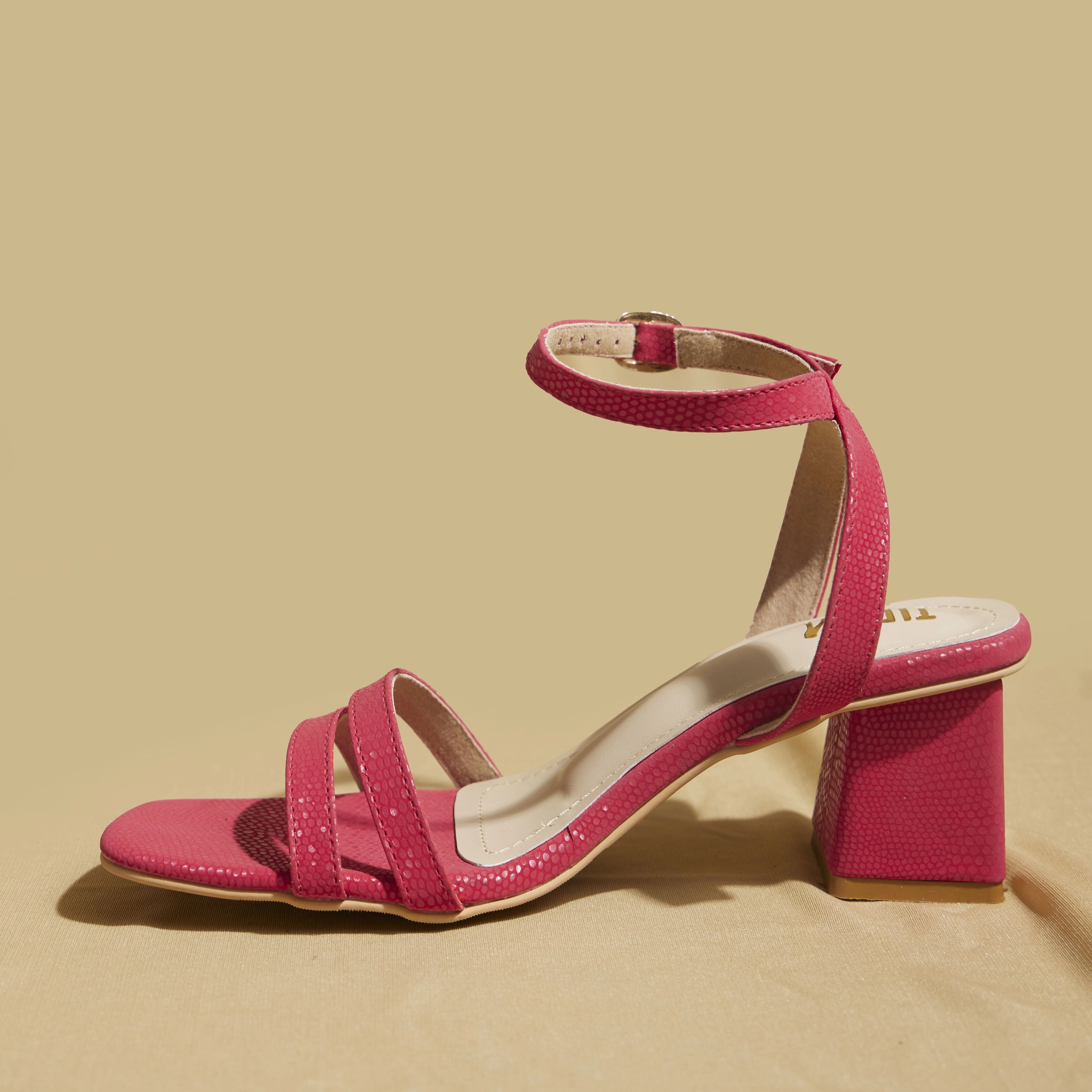 High Heel Slippers Red Strappy Block Heels  2 to 2.5 Inch| & Customisable