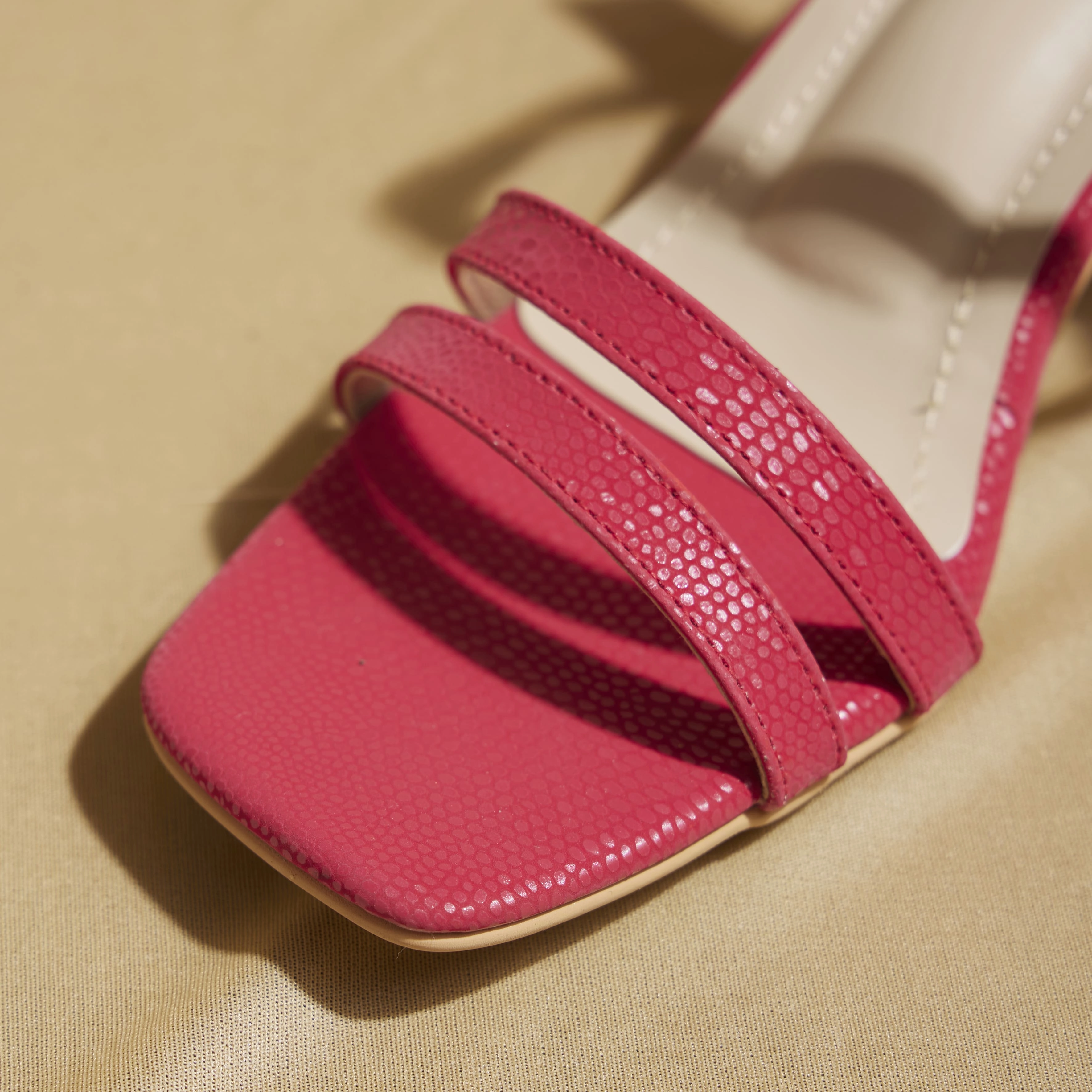 Red Strappy Block Heels  2 to 2.5 Inch| & Customisable High Strappy Heels