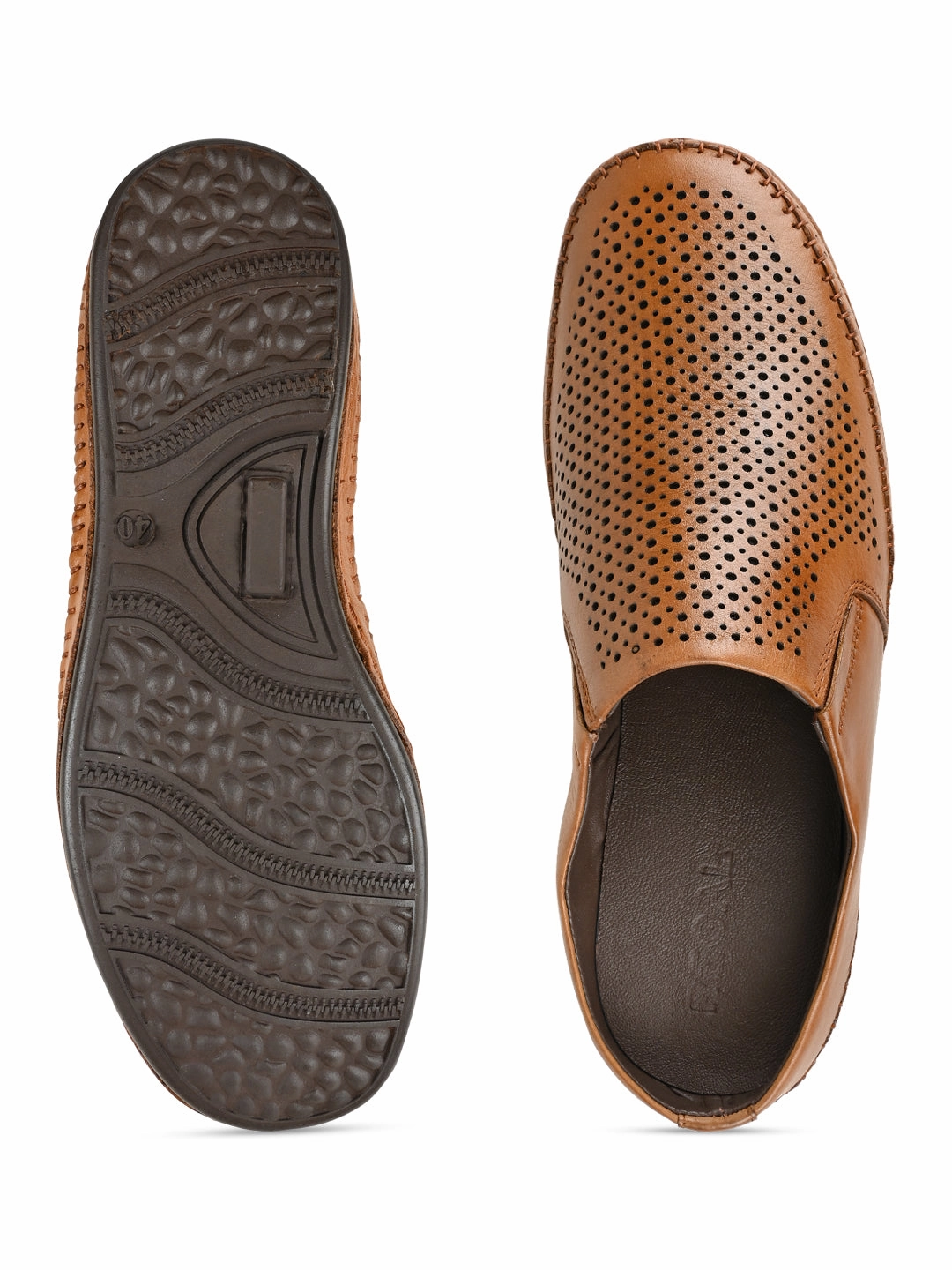 Kenneth Cole Reaction Sandals Regal Tan Men Laser Cut Leather Mules
