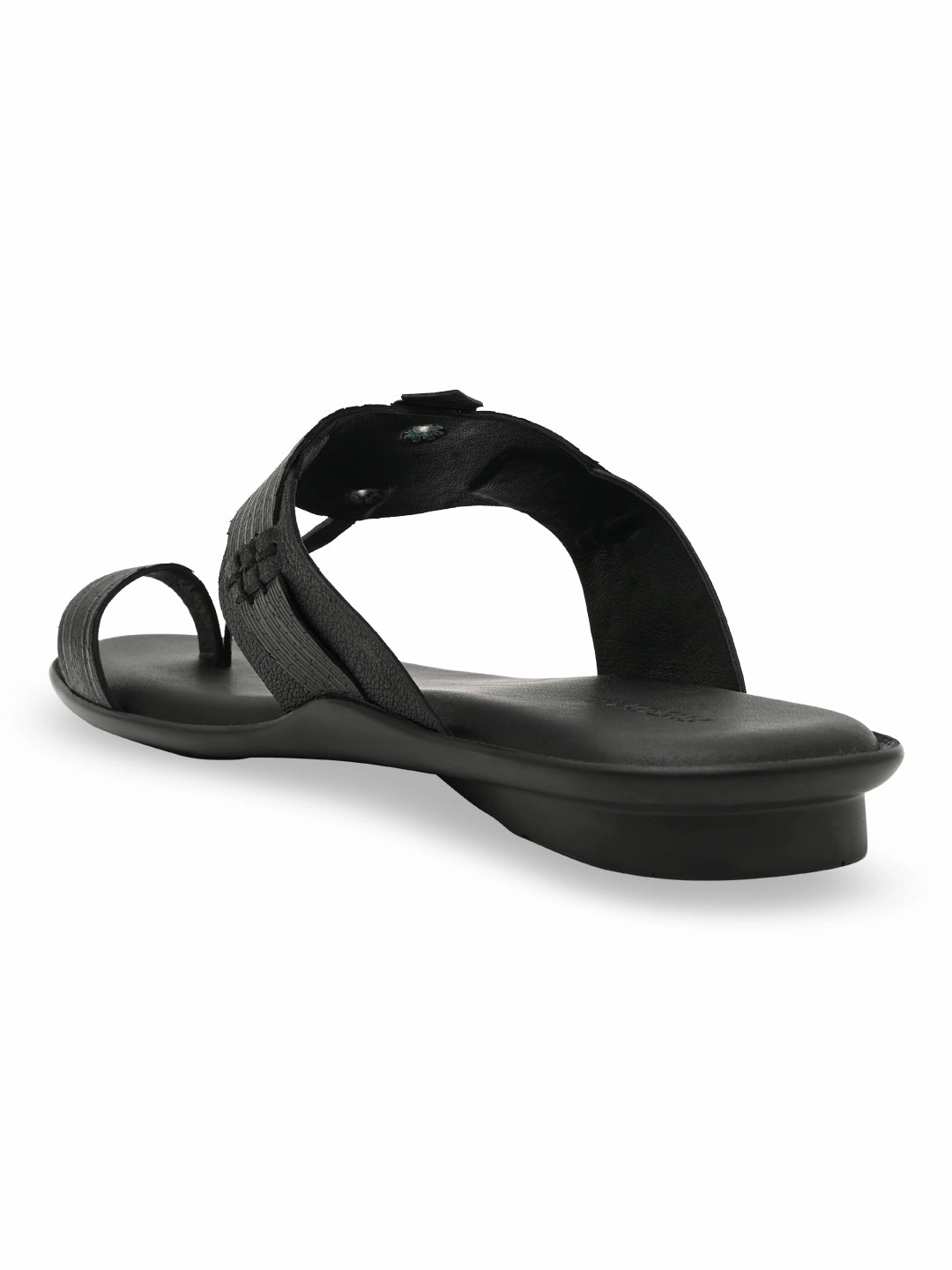 Regal Black Men Casual Leather Kolhapuris Spenco Sandals