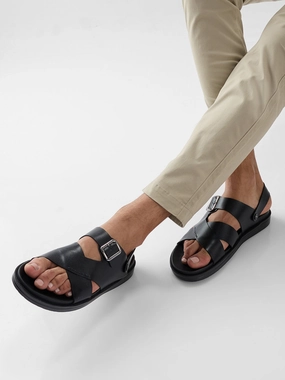 Regal Black Men Smart Casual Leather Sandals Sandals Exuma Bahamas