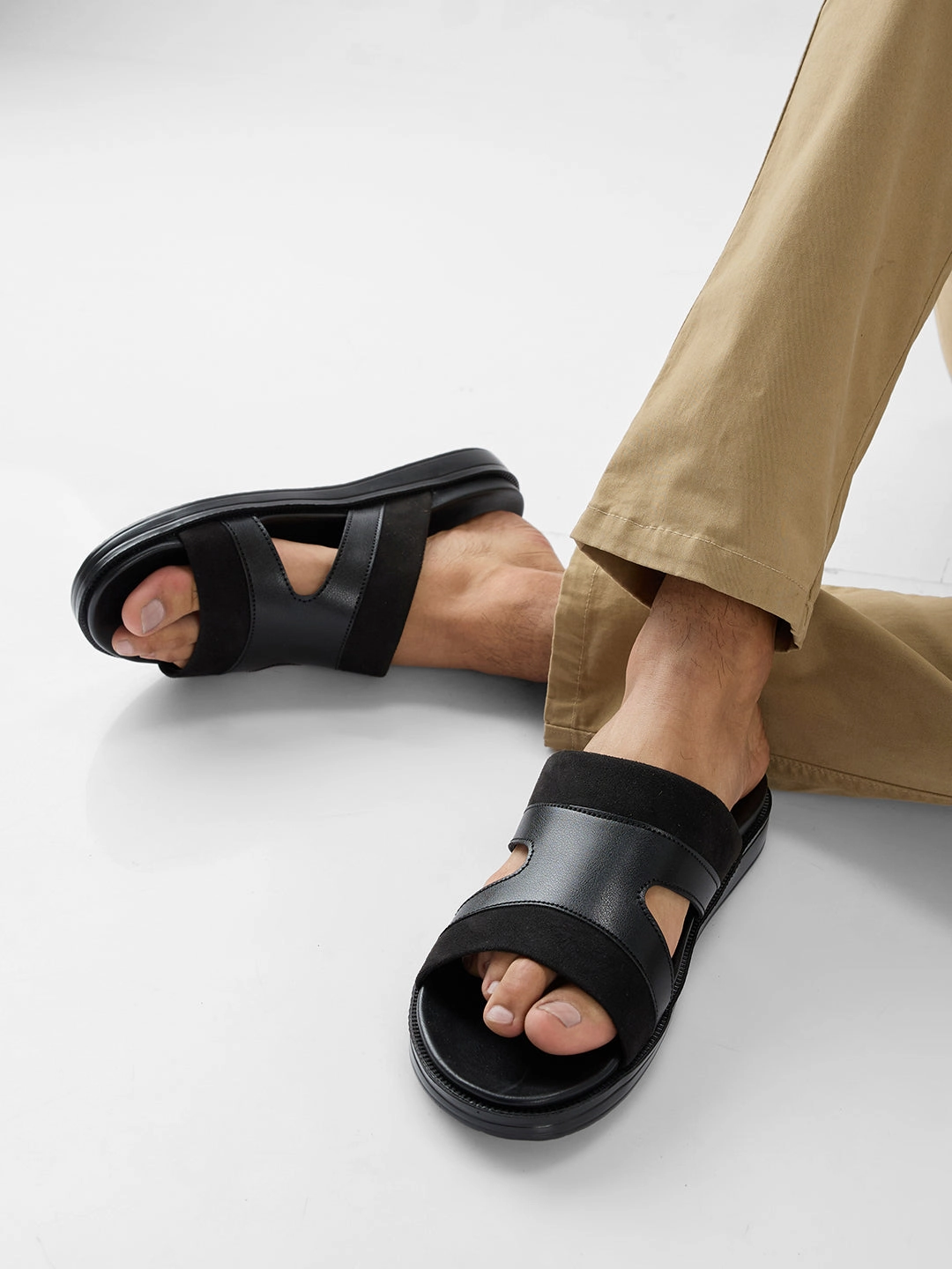 Sandals Hotels Regal Black Men Smart Casual Suede Combo Sandals