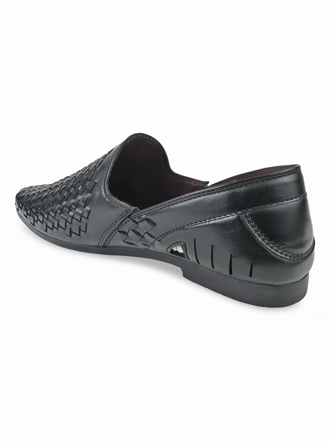 Regal Black Men Woven Chatai Slip Ons Different Types Of Sandals