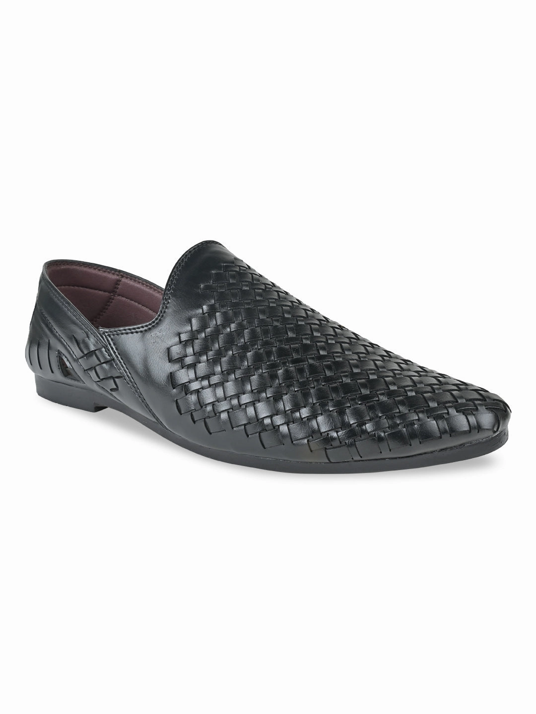 Wide Width Platform Sandals Regal Black Men Woven Chatai Slip Ons