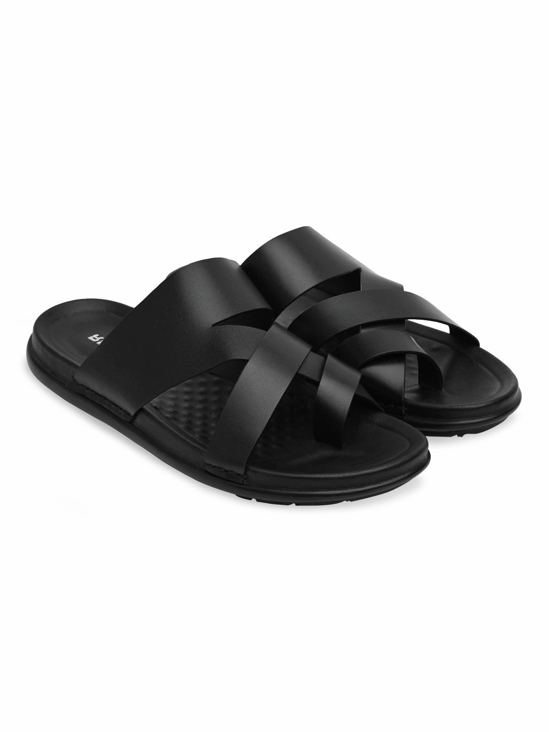 Regal Black Mens Casual Leather Sandals Silent D Tie-up Thong Sandals