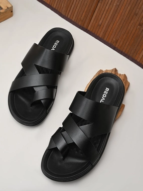 Sandals Resort Punta Cana Regal Black Mens Casual Leather Sandals
